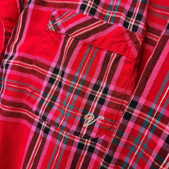 Victoria's Secret Red Plaid Long Sleeve Button Up Pajama Top S - Picture 9 of 14